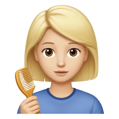 blonde person using a comb on their hair sticker