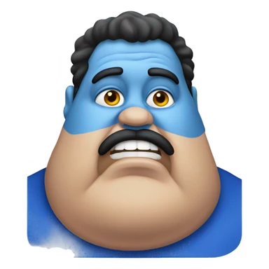 Fat man with blue skin with 
astonishing expresion sticker