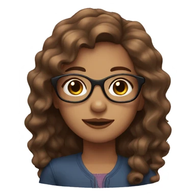 Fair skin girl with wavy brown hair, and glasses  sticker