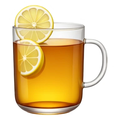 a glass of tea with a slice of lemon sticker