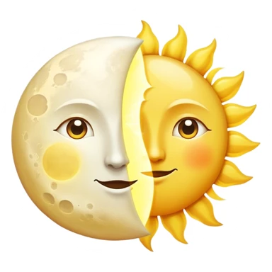 a really bright sun and a moon who shines because of it. the sun is bigger and the moon bright too sticker