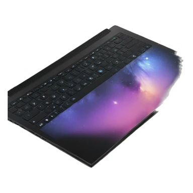 black laptop front with galaxy wallpaper sticker
