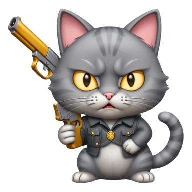 Cat with a fake gun pointing at you and angry  sticker