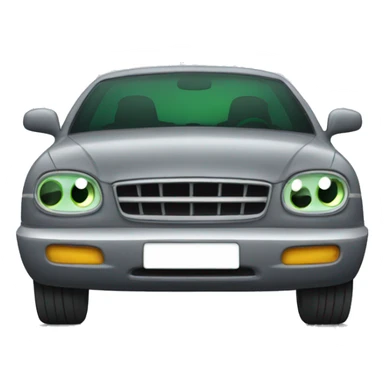 grey car with stripes and green eyes sticker
