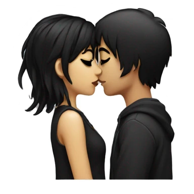 Black haired emo couple kissing  sticker