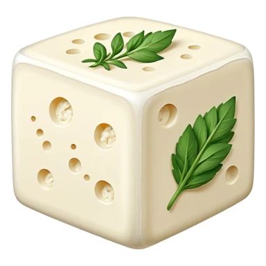 cube of Boursin cheese, soft creamy texture, subtle herbed details, simple clean design sticker