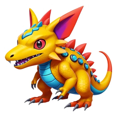  colorful modern Fakémon-Pokémon-Digimon-Vernid-creature (full body) sticker