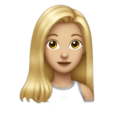 a blonde girl with highlights, long har, and a square head shape sticker