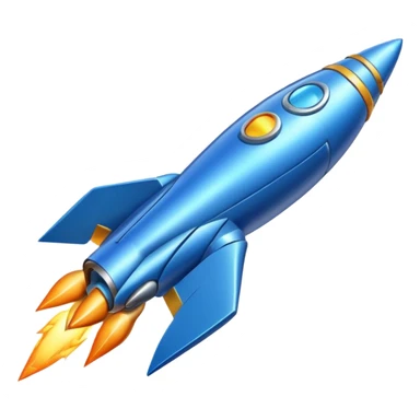 blue rocket ship sticker