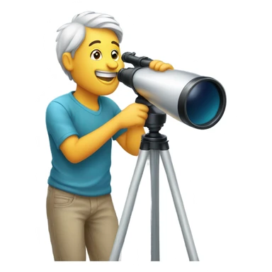 Looking through telescope while smiling  sticker