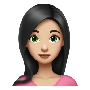 Beautiful Russian girl with green eyes and very long black hair pink clothes pregnant sticker