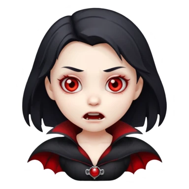 Cartoon Vampire chibi girl, red eyes, a scared expression on her face  sticker