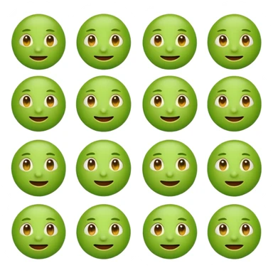 Green emoji with all expression  sticker