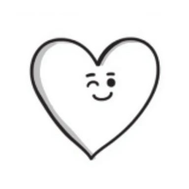 hand-drawn doodle of a heart with a smiling face sticker