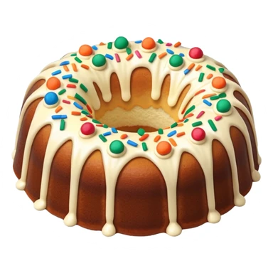 Zero frosting Bundt cake with colorful sprinkles inside of the cake sticker