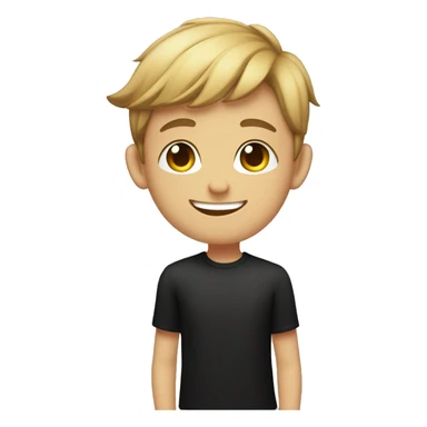 smiling boy in black shirt that says “im not gay but my boyfriend is” sticker