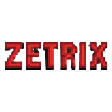 red pixelated lettering spelling 'ZETRIX', classic 8-bit video game style sticker