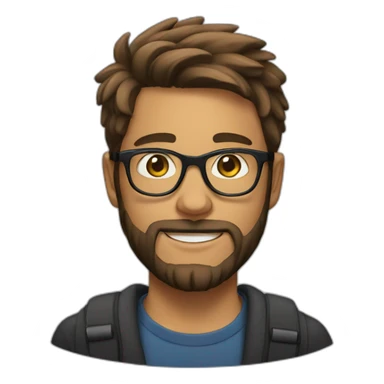 A 20-year-old man has part of a beard and wears glasses sticker