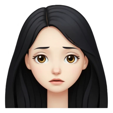 pale girl with long black hair, teary eyes sticker