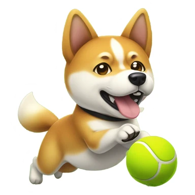 Shiba Inu playing tennis sticker