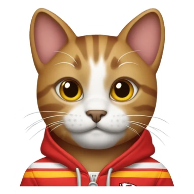 Cat wearing a KC Chiefs hoodie sticker
