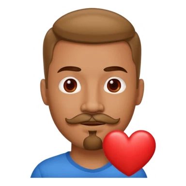 Take this emoji and take out the dog, add a heart, and substitute the man’s beard for a goatee and mustache sticker