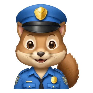 squirrel policeman emoji, simple, clear police hat and badge, friendly expression sticker