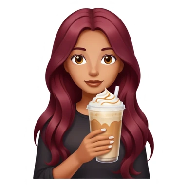 Burgundy long haired tanned girl with iced latte sticker