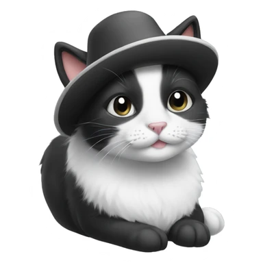 Black and white cat with cute hat sticker