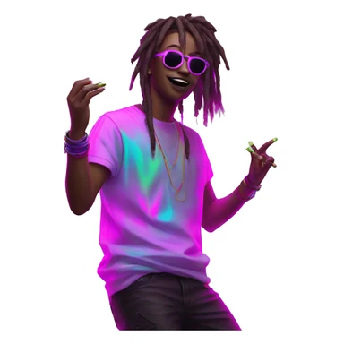 Rave party dancing neon smoking sticker