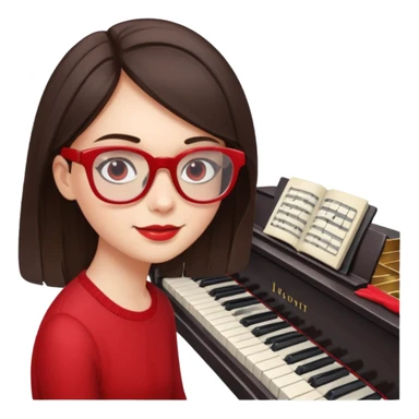 Brunette in red  glassespianista sticker