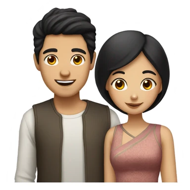 Asian guy with black hair and middle eastern girl couple  sticker