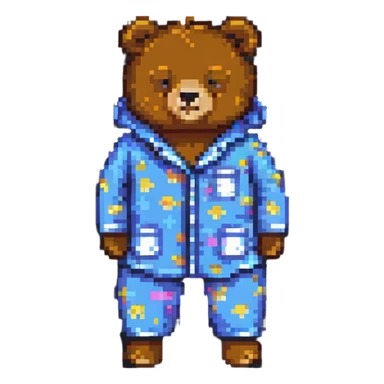 sleepy bear in pajamas pixel art sticker