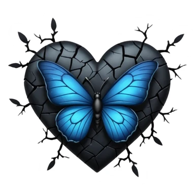 emo heart with night sky and dark butterflies sticker