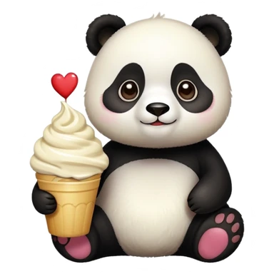 Panda avec une crème classe et des yeux en cœur  sticker
