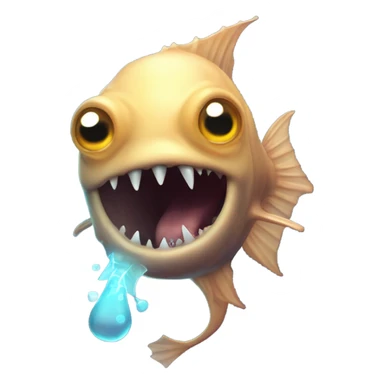 Anglerfish with a glowing lure hanging from its forehead, sharp teeth, and big eyes. sticker