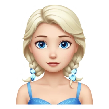 Кинематографический реалистичный портрет Эльзы с реалистичной текстурой кожи, мягким естественным освещением и изящно детализированными платиново-русыми волосами Её  выразительные голубые глаза излучают уверенность, спокойное выражение. Портрет отличается мягким чарующим сиянием с прохладной sticker