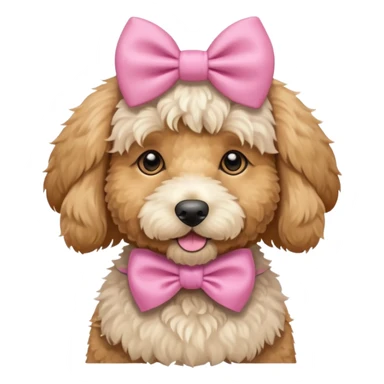 Cute Golden doodle with pink bow sticker