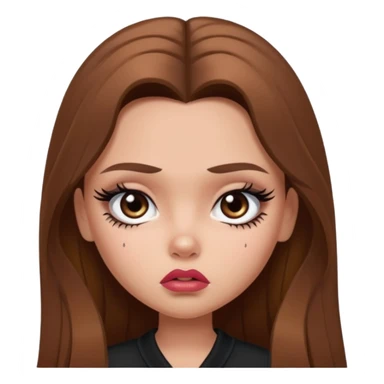 sad pretty bratz baddie, long brown hair sticker