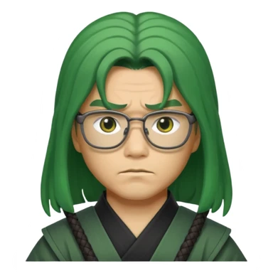 green long hair samurai with glasses sticker