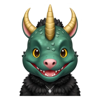 Black pitbull dressed as a triceratops black sticker