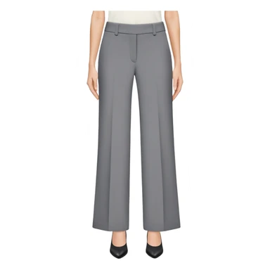 petite gray wide leg tailored pants, shorter ankle length, dress trousers, flat lay isolated garment only, no model, no human, plain white background sticker