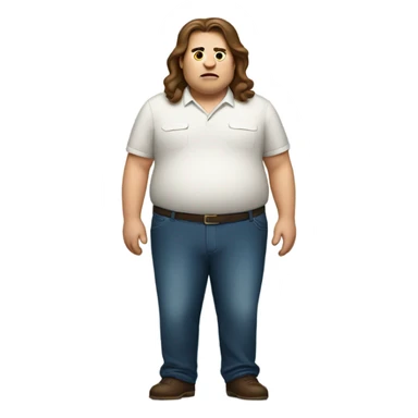Fat guy with long brown hair sticker