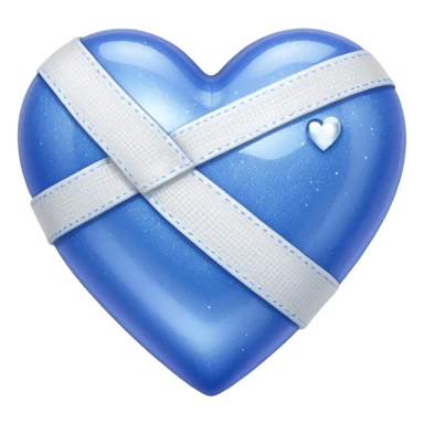 Periwinkle sparkly heart, glassy finish, with one white bandage wrapped around it, high resolution sticker