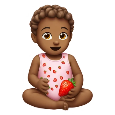 baby eating strawberry sticker