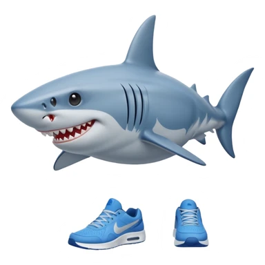 Shark with legs wearing blue Nikes sticker