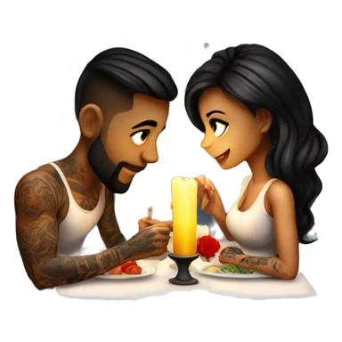 romantic candle light dinner for beautiful tattooed couple sticker