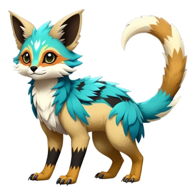 Rare realistic exotic edgy epic pretty beautiful handsome gorgeous aesthetic colorful vibrant Vernid-Trico-species-Fakemon-creature by LiLaiRa, 4 legs, 1 tail, random markings, (full body) sticker