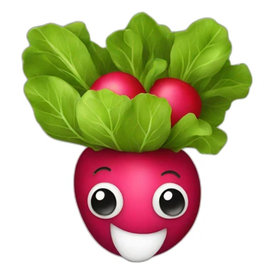 red radish with face sticker