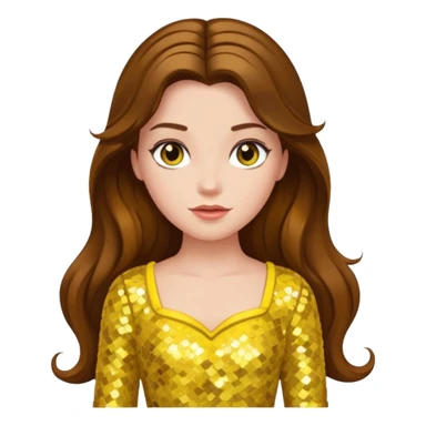 Belle from Disney Princess with long brown hair, yellow sequin outfit sticker